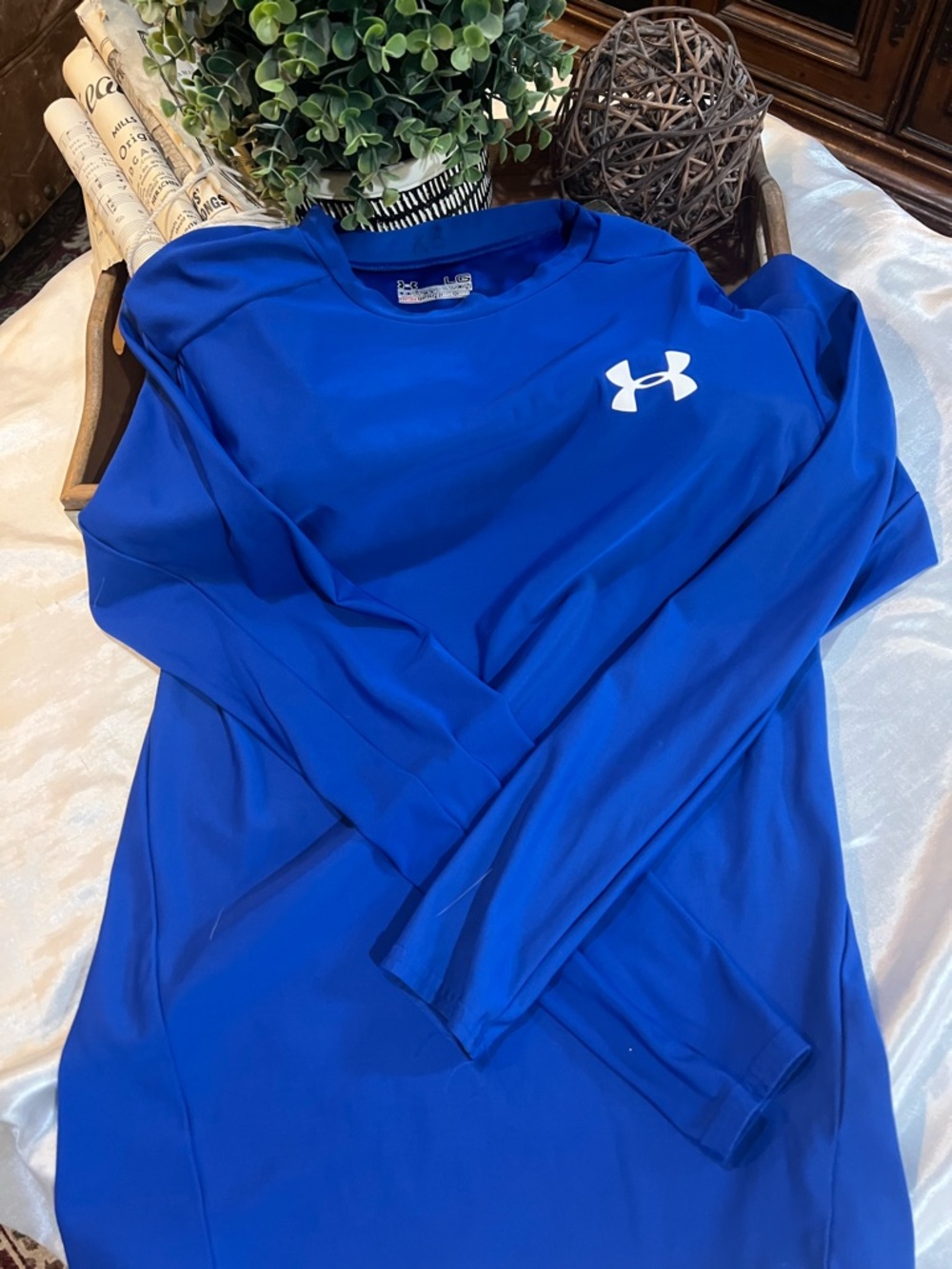 Under Armour Blue Long Sleeve Athletic Shirt with White Logo